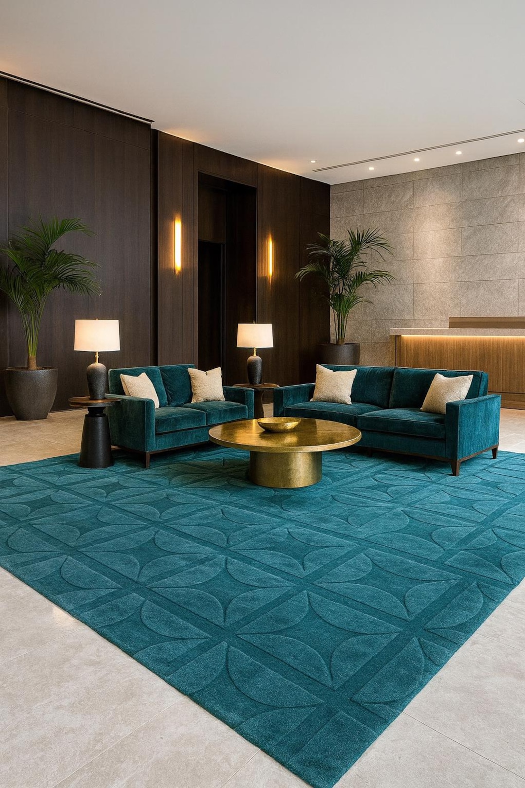 Premium handgetuft geometrisch tapijt met lage en hoge pool – modern ...