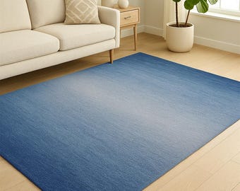 Hand Loom Blue Gradient Area Rug – Soft Ombre Carpet for Living Room, Bedroom & Entryway 5x8 we can change the color according to you.