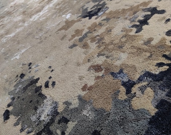 Decoración del hogar Alfombra moderna de lana viscosa con mechones hechos a mano para tu hogar Alfombra de lana bohemia - Decoración de alfombras para el área de la sala de estar