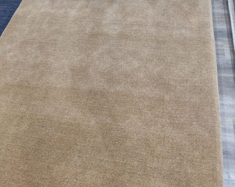 Handloom Camel Wool Rug – 5x8 Minimalist Solid Carpet – Modern Neutral Area Rug – 100% Wool Handmade Decormade in india