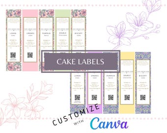 Mini Loaf Labels - Customize them with Ingredients and QR Code - Cake Labels - Mini Loaf Pan Sticker - 2 Customizable sheets for every cake