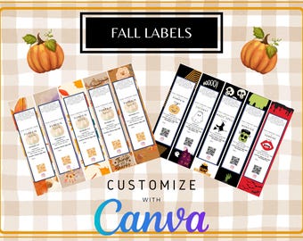 FALL and HALLOWEEN Mini Loaf Labels - Customize them - QR Code - Cake Labels - Mini Loaf Pan Sticker - 2 Customizable Sheets