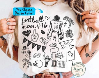 Custom Football Mom Comfort Colors Shirt,Custom Football Name and Number Football Shirt,Football Mama Shirt,Football Mom Name Number Shirt