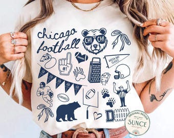 Camiseta de fútbol de Chicago con colores cómodos, moderna, ideal para el día del partido, regalo para fanáticos del fútbol de Chicago.