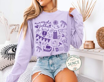 Minnesota Football Comfort Colors Long Sleeve Shirt,Long Sleeve Minnesota Game Day Shirt,Gift for Minnesota Fan Gift,Long Sleeve Vikes Shirt