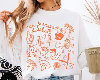 San Francisco Baseball Crewneck Sweatshirt,Cute SF San Francisco Baseball Game Day Shirt,Gift for SF San Francisco Baseball Fan Gift
