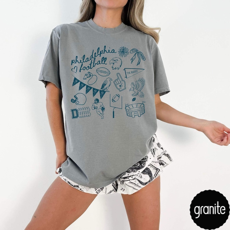 Philadelphia Football Comfort Colors Shirt,Cute Trendy Philly Football Shirt,Philadelphia Game Day Shirt,Gift for Philadelphia Football Fan zdjęcie 5