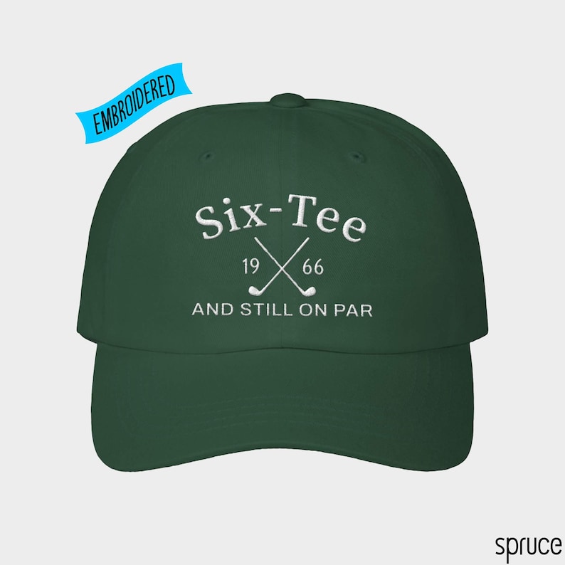green 60th birthday milestone hat embroidered with six-tee and still on par with custom birth year