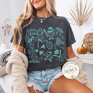 Coconuts Baseball Doodle Comfort Colors Shirt for Her,Coconuts Baseball Game Day Tee Shirt,Coconut Baseball Fan Gift,Loco Baseball Tee Shirt