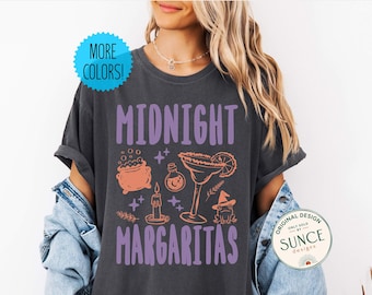 Midnight Margaritas Comfort Colors Shirt,Witchy Tee Shirt,Practical Witch Magic Shirt,Witchy Halloween Tee,Trendy Halloween Witch Shirt