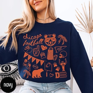 Chicago Football Doodle Crewneck Sweatshirt,Chicago Football Game Day Shirt,Gift for Chicago Football Fan,Chicago Hoodie
