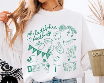 Philadelphia Football Doodle Crewneck Sweatshirt,Philadelphia Football Game Day Shirt,Gift for Philadelphia Football Fan,Philadelphia Hoodie