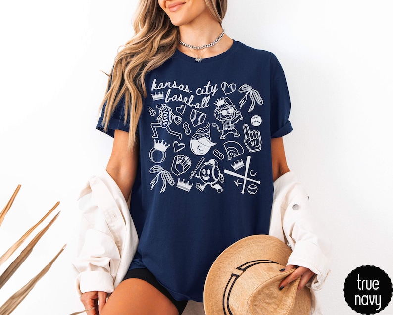 Kansas City Baseball Comfort Colors Shirt,Trendy Kansas City KC Baseball Shirt,Kansas City Game Day Tee Shirt,Gift for KC Baseball Fan Gift image 10