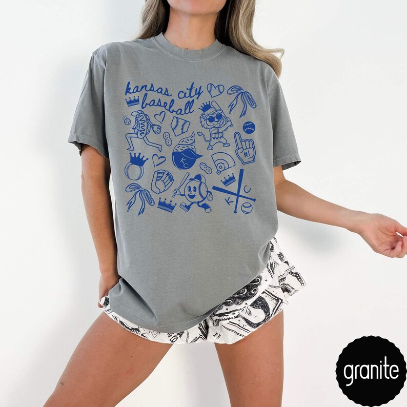 Kansas City Baseball Comfort Colors Shirt,Trendy Kansas City KC Baseball Shirt,Kansas City Game Day Tee Shirt,Gift for KC Baseball Fan Gift image 5