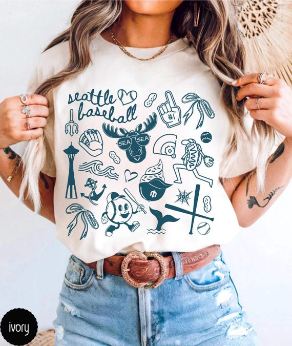 Seattle Baseball Doodle Comfort Colors Shirt,Cute Seattle Baseball Game Day Tee Shirt,Gift for Seattle Baseball Fan Gift,Trendy Seattle Tee