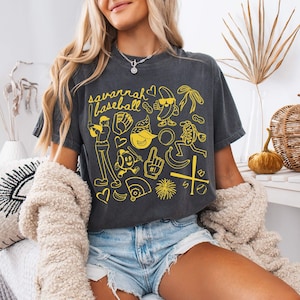 Savannah Baseball Doodle Comfort Colors Shirt,Cute Trendy Savannah Baseball Game Day Tee Shirt,Gift for Savannah Baseball Fan,Banana Shirt