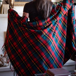 Vintage tartan wool throw blanket