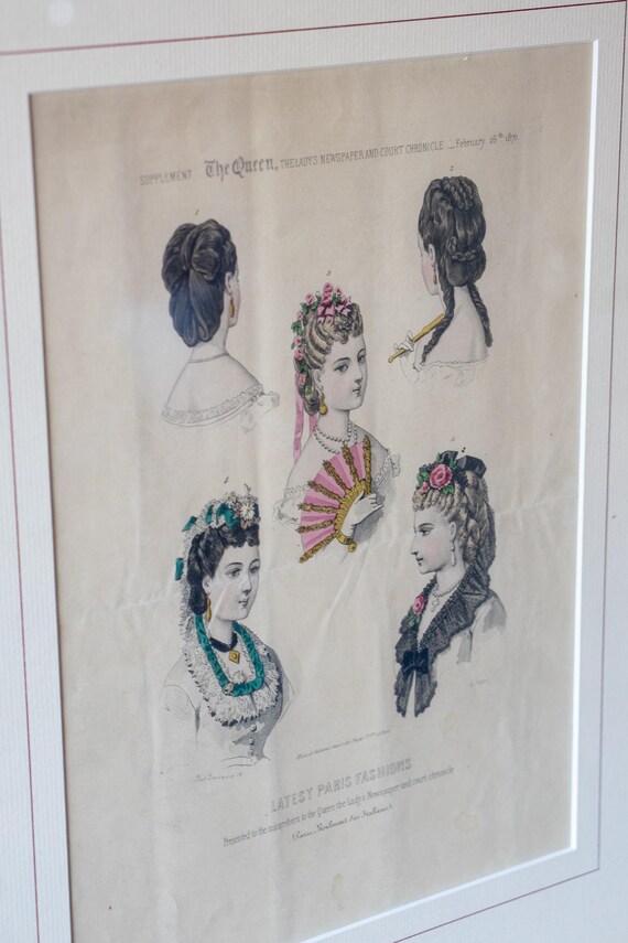 フランスアンティーク ファッションプレート 額入り No.347【1840年】フランスアンティーク ファッションプレート 銅版画の