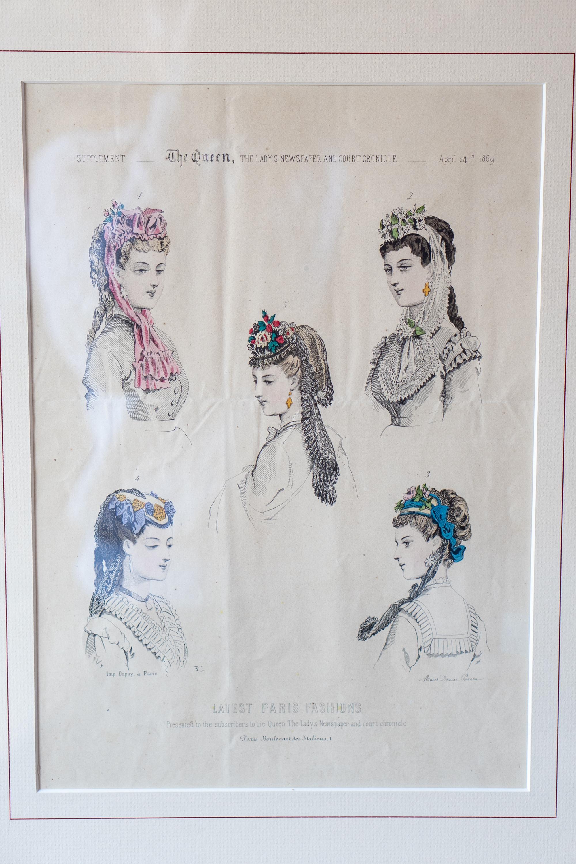 1870年頃の額入りフランス製ファッションプレート - Etsy 日本