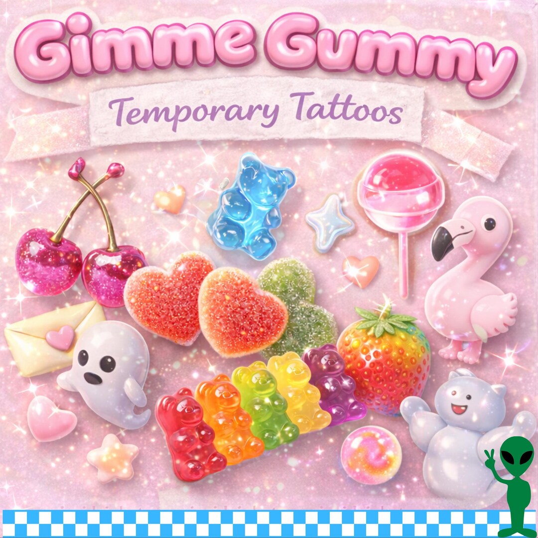 Y2K Kawaii Temporary Tattoos, Gimme Gummy Candy Sheet, Candycore Jelly ...