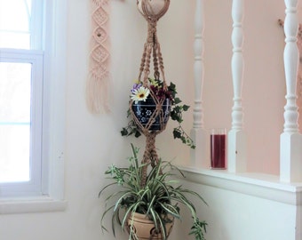 Boho Living Room Decor - Hippie Boho Decor - Living Room Plant - Jute Plant Hanger - Living Room Home Decor - Macrame Decor - Boho Macrame