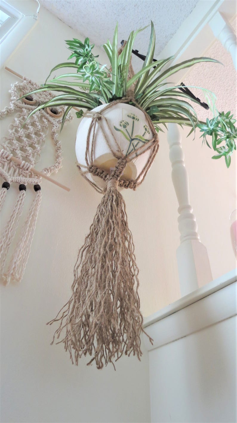 Jute Rope Macrame Plant Hanger Jute Rope Plant Holder Jute Etsy