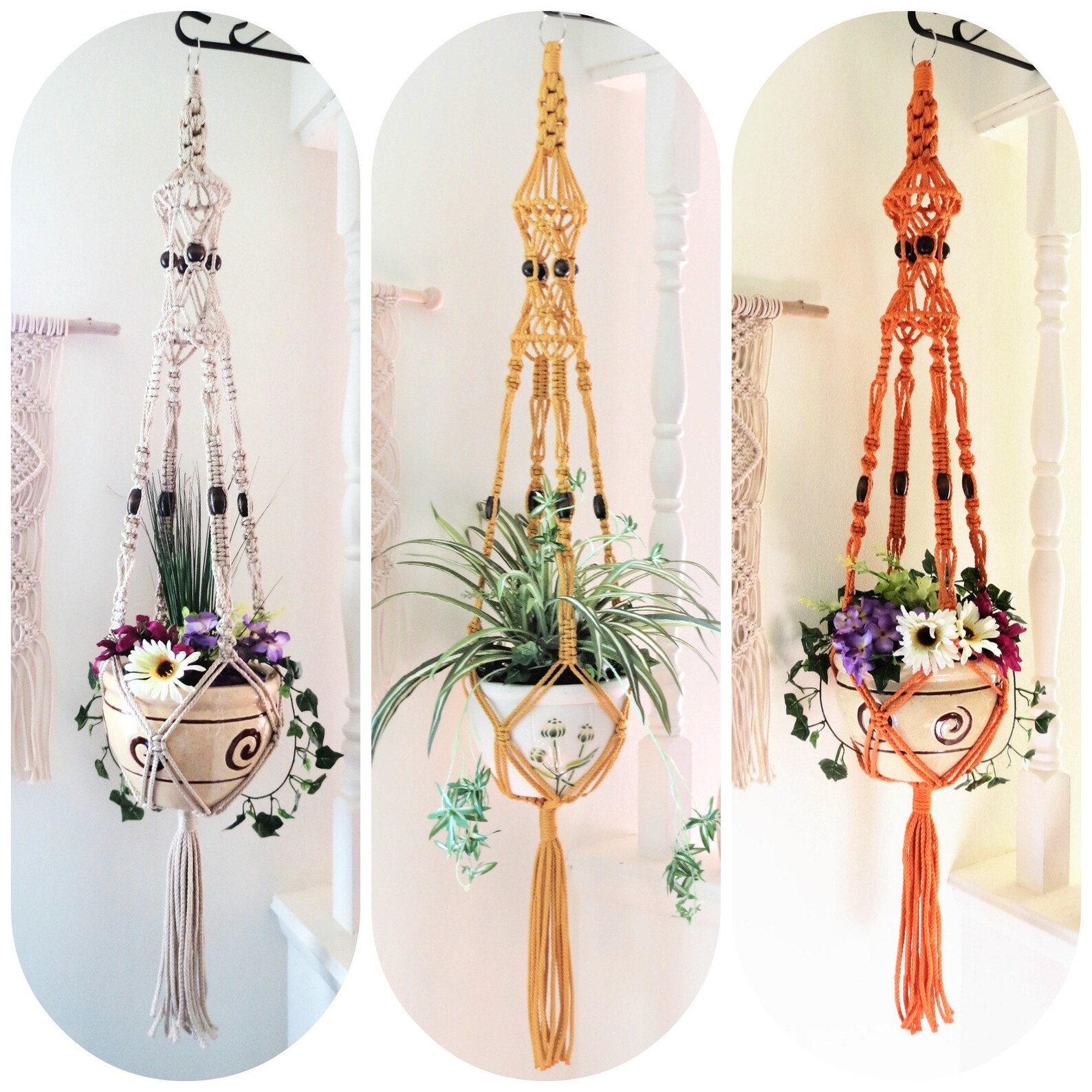 Beaded Macrame Plant Hanger Beaded Planter Beaded Plant Etsy