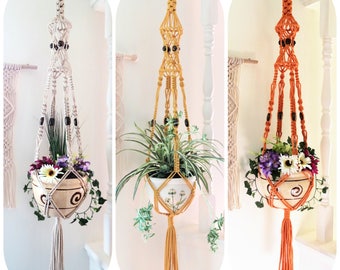 Large Plant Hanger - Large Macrame Plant Holder - Macrame Plant Hanger Large - Beaded Macrame Plant - Boho Plant Hanger - Colorful Macrame