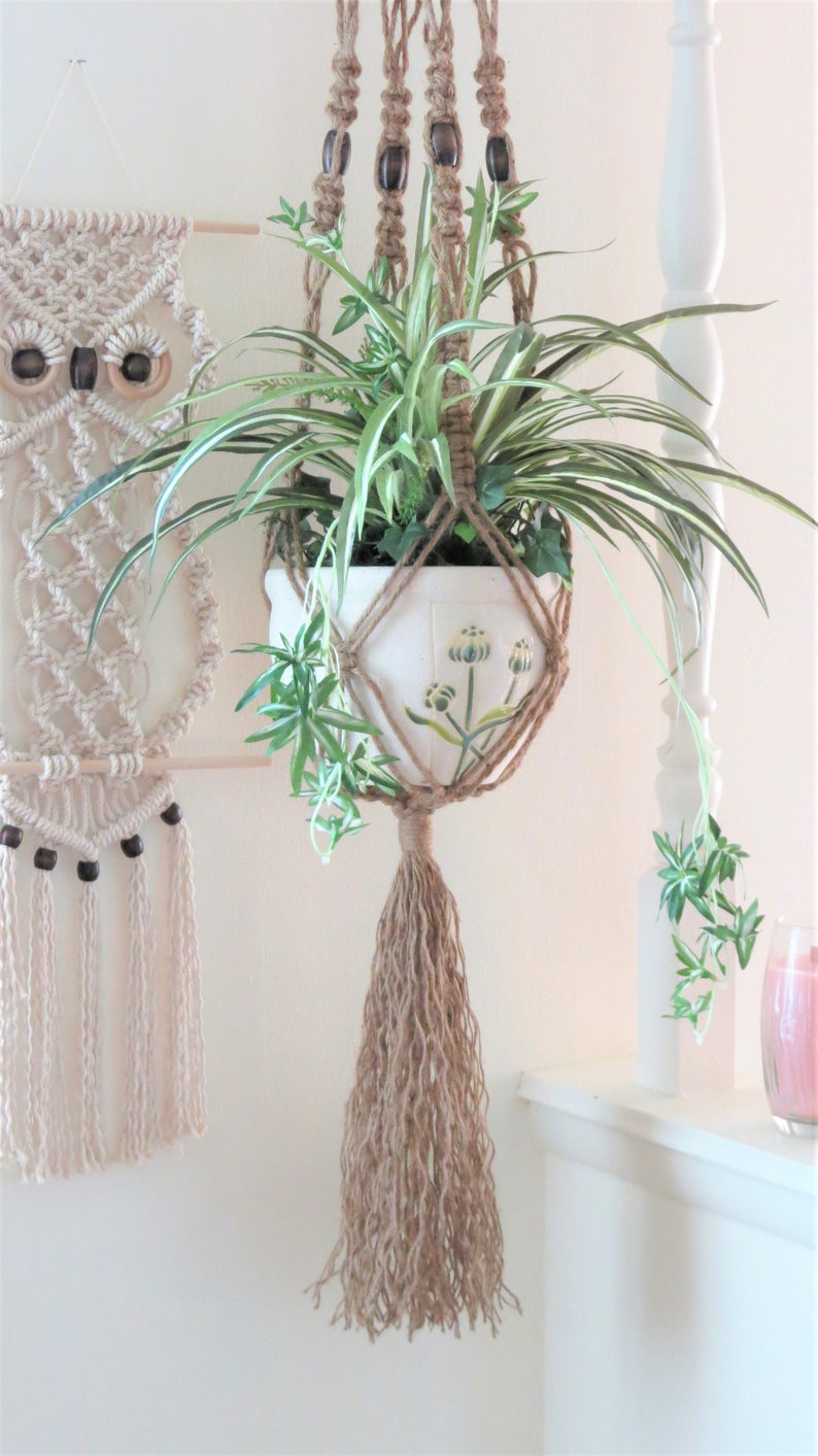 Jute Rope Macrame Plant Hanger Jute Rope Plant Holder Jute Etsy
