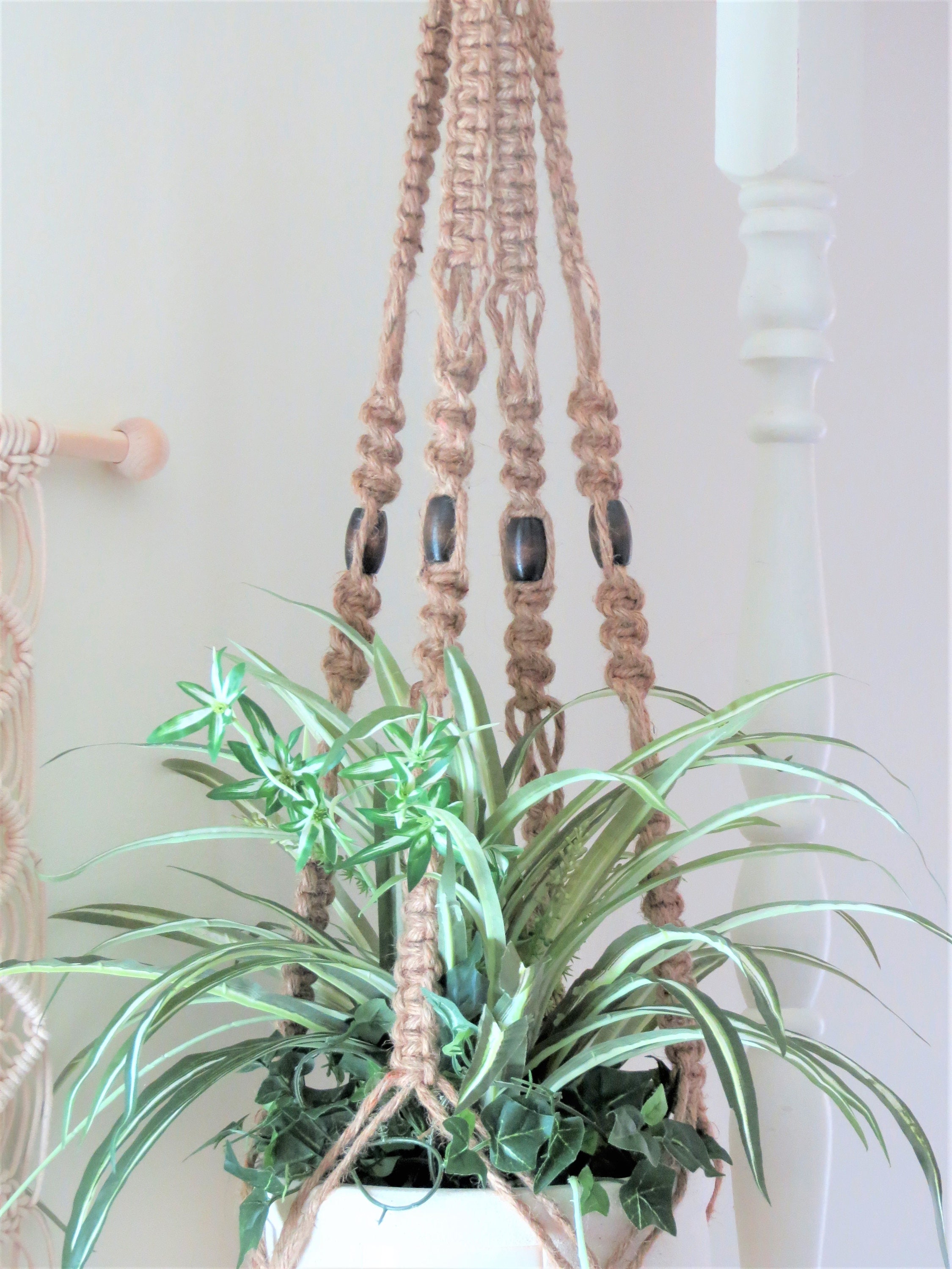 Jute Touw Macrame Plant Hanger Jute Touw Plant Houder Jute Etsy Nederland