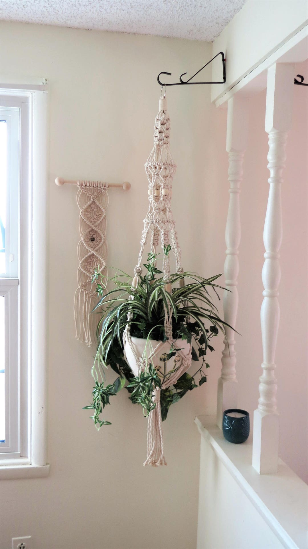 Picture of Cotton Rope Macrame Plant Hanger, off White Ivory Plant Holder, Indoor ...