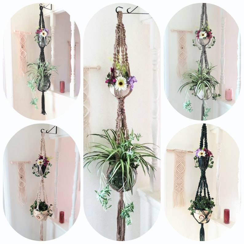 Two Tier Plant Hanger, Double Macrame Plant Hanger, hanging planter, Double Planter, Boho Home Accents, Plant Home Decor, boho hippie decor image 5