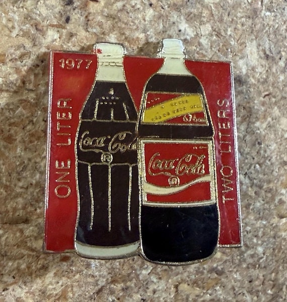 Vintage 1977 Coca-Cola Liter and Two Liters Collector's Enamel Lapel Coke Pin