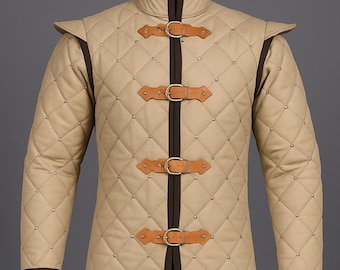 Chaqueta acolchada de gambesón medieval / Armadura para recreación histórica LARP / Túnica de algodón acolchada para disfraz de caballero