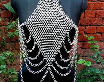 Aluminium Chainmail Halter Top 10mm 16 Gauge Butted Rings Medieval Gothic Cosplay Armor