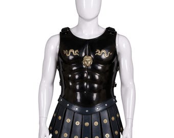 Corazza muscolare romana nera, costume da gladiatore spartano