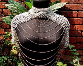 Handmade Aluminum Chainmail Shoulder Armor - Festival Cosplay Jewelry