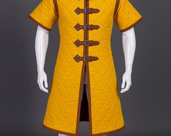 Handmade Yellow Gambeson: Padded Medieval Armor - LARP, HEMA, Cosplay