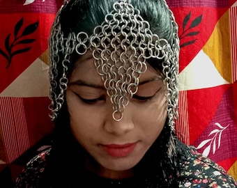 Chainmail Headpiece: Aluminum Medieval Hair Jewelry, Renaissance Crown