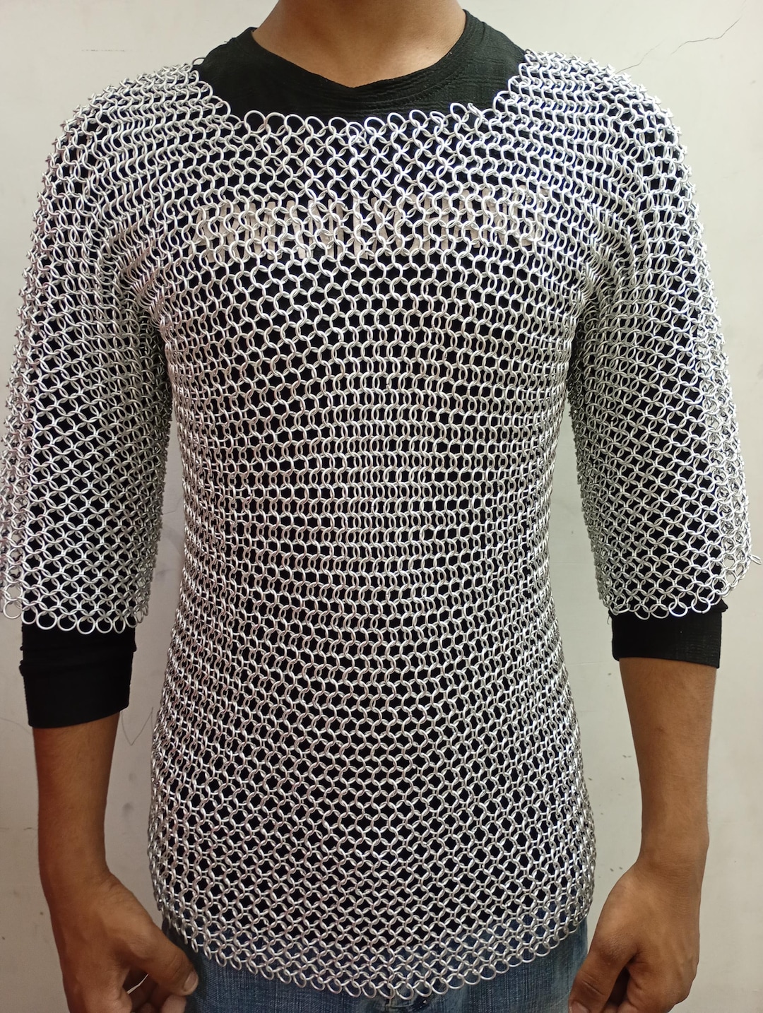 Chain Shirt Under Robe Medieval Aluminium Chainmail Shirt 10mm Butted Rings Lightweight LARP ...