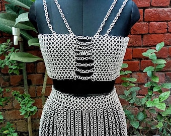 Handmade Aluminium Kettenhemd und Rock Set: Cosplay Rüstung Outfit