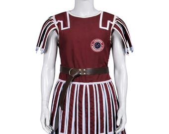 Subarmalis romano hecho a mano: túnica acolchada color vino, traje de gladiador