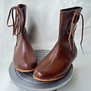 Handgefertigte Mittelalterliche Leder Stiefel | Historische Wikinger Renaissance Schuhe | LARP, Cosplay,Reenactment Schuhe