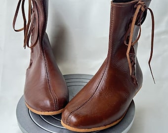 Handgefertigte Mittelalterliche Leder Stiefel | Historische Wikinger Renaissance Schuhe | LARP, Cosplay,Reenactment Schuhe