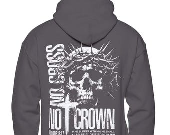 No Cross No Crown Christian Hoodie, Romans 8:17 Faith Hoodie, Gildan 18500 Heavy Blend Hoodie, Christian Men Hoodie, Bible Verse Sweatshirt