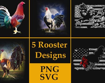 Gamefowl Rooster PNG SVG | Cockfight Sublimation Designs (5 Files)