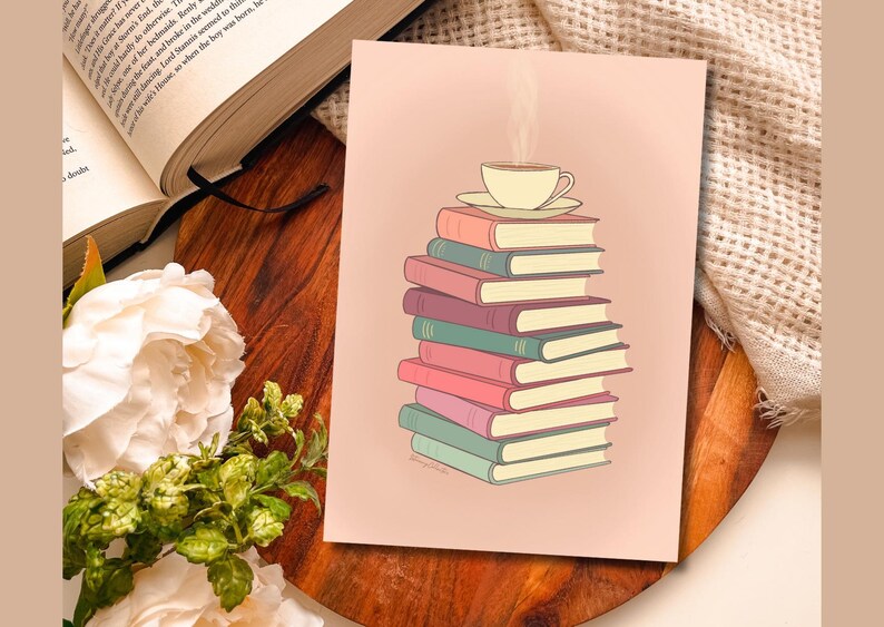 Book Stack | Printable Wall Art - Etsy