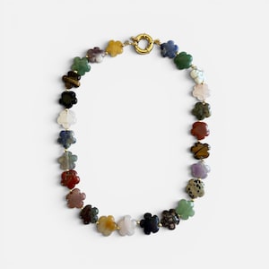 Wildflower Necklace: Gemstone Flower Beaded Necklace with Gold-Filled Sailor Clasp