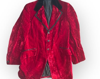 Vintage 1960s PALM BEACH Rat Pack Sports Coat Jacket Blazer Red Velvet Size 40