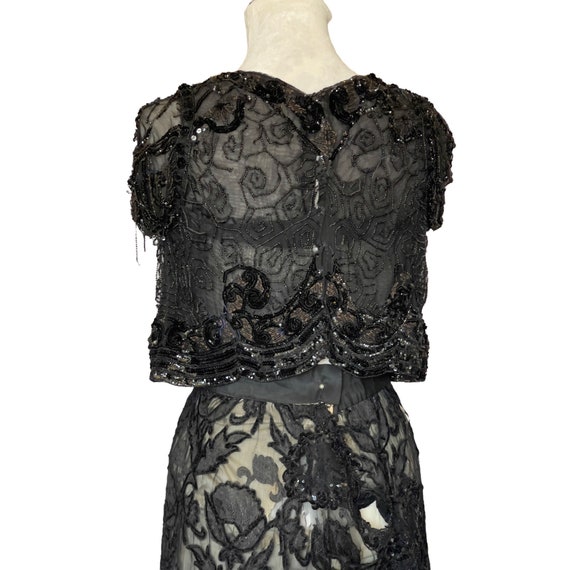 Antique Victorian Mourning Silk and Burnout Velve… - image 8